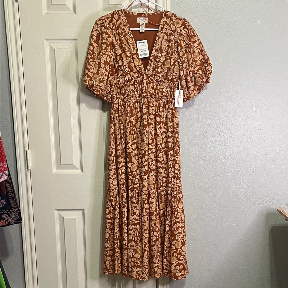 NWT Jessica Simpson Brown Floral Midi Dress